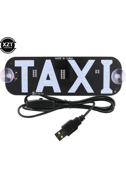 Mavi USB LED Gösterge Işığı Panel Işareti Uyarı Işığı Araba Iç Taksi Ubers Sürücü Taksi Işığı ile Anahtar Emme Işaret Sinyali (Yurt Dışından)