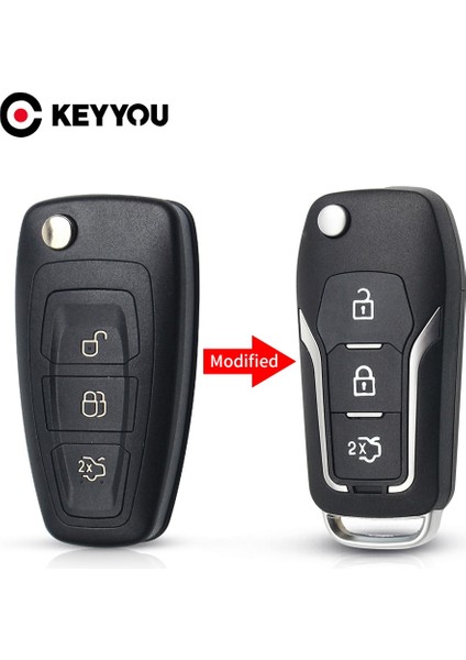 Mavi Stil Keyyou Modifiye Katlanır Araba Anahtarlık Durumda Ford Focus 3 Fiesta Connect Mondeo C Max Düğmeleri Akıllı Anahtar (Yurt Dışından)