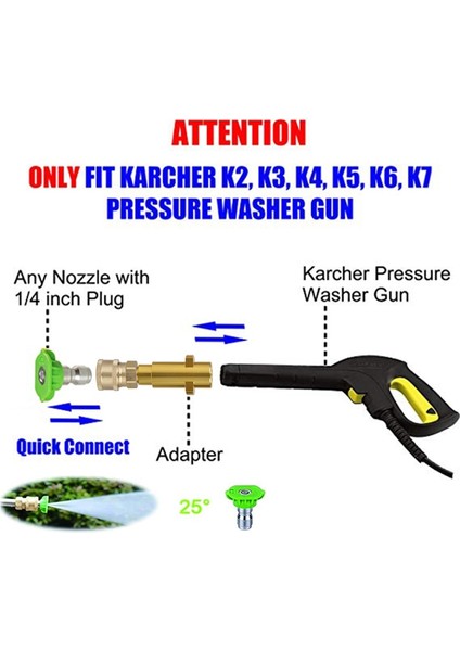 Yeşil Stil Basınçlı Yıkayıcı Hızlı Bağlantı "püskürtme Tabancası Değnek Lance Bayonet Adaptörüne" Karcher Için Hızlı Bağlantı Kesme Serbest Bırakma Tertibatı (Yurt Dışından)