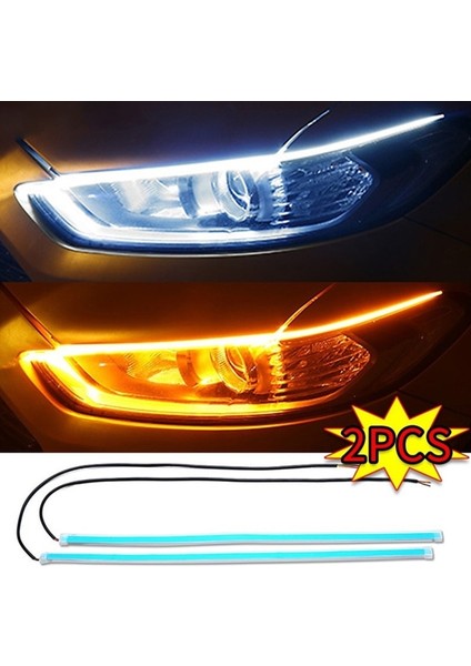 60CM Tarzı Kırmızıdan Sarıya 2 Adet Gündüz Çalışan LED Işık Su Geçirmez Araba Yumuşak Tüp LED Şerit Drl Akan Dönüş Sinyali Işıkları 12V cm (Yurt Dışından) modelleri
