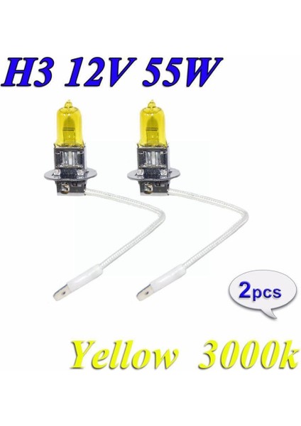 Sarı Yeni H3 12V 55W 3000K Süper Parlak Sarı Araba Far Otomobilleri Oto Ampul Kafa Kaynak Ampuller Lamba Ampul F O4R0 (Yurt Dışından)