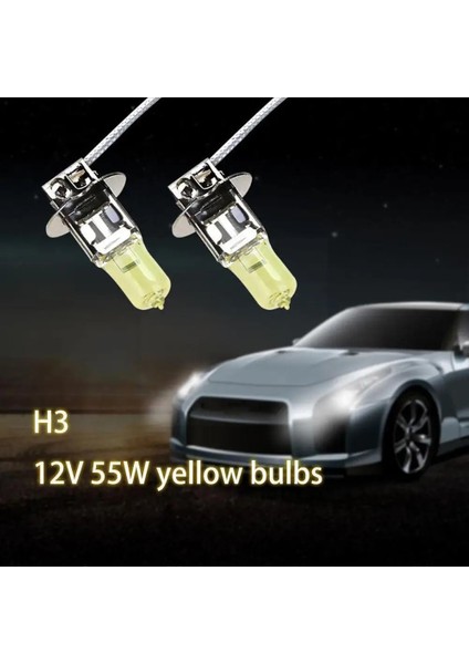 Sarı Yeni H3 12V 55W 3000K Süper Parlak Sarı Araba Far Otomobilleri Oto Ampul Kafa Kaynak Ampuller Lamba Ampul F O4R0 (Yurt Dışından)
