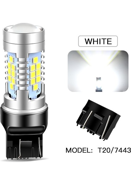2x 7440 7443 Beyaz Stil -Smd T W21W Baw BAU15S PY21W LED Sinyal Fren Stop Ters Ampul Amber Beyaz (Yurt Dışından)