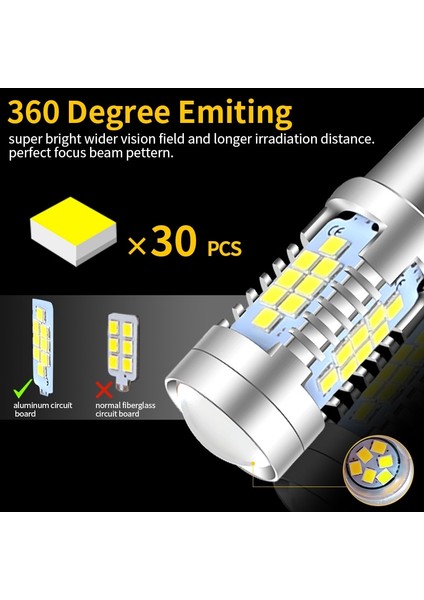 2x 7440 7443 Beyaz Stil -Smd T W21W Baw BAU15S PY21W LED Sinyal Fren Stop Ters Ampul Amber Beyaz (Yurt Dışından)