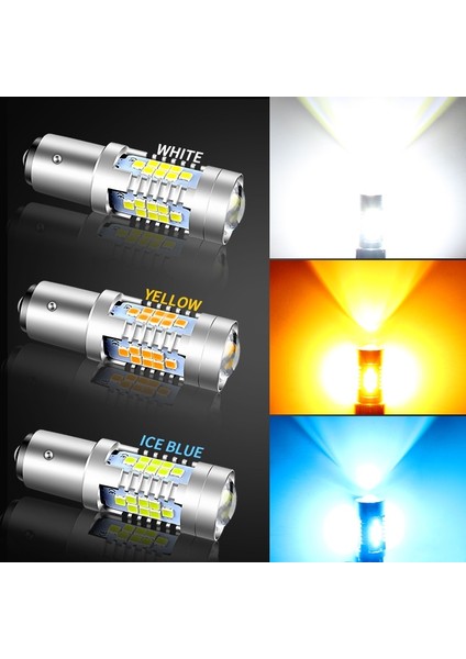 2x 7440 7443 Beyaz Stil -Smd T W21W Baw BAU15S PY21W LED Sinyal Fren Stop Ters Ampul Amber Beyaz (Yurt Dışından)