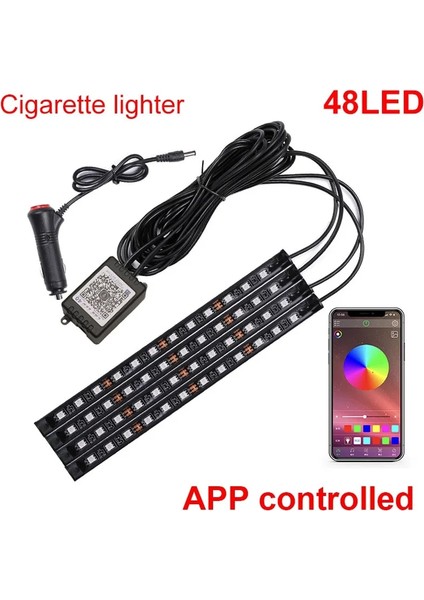 48LED Uygulama B Tipi 48 LED Araba Ayak Işığı LED Iç Ortam Işığı Şeritleri Appuzaktan Ses Kontrolü Muti Renkleri Otomatik Arka Işıklar 12V Atmosfer Lambası (Yurt Dışından)