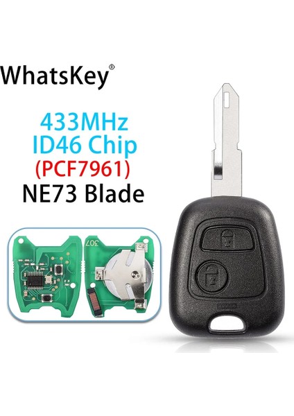 NE73 Bıçak Stili Whatskey 2 Buttomhz Uzaktan Araba Anahtarı Peugeot Partner Citroe VA2HU83 Bıçak ile ID46 Pcf (Yurt Dışından)