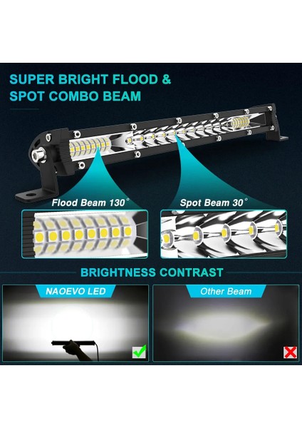 Kombo -12IN-W Stili Naoevo Ince LED Işık Çubuğu W Taşkın Spot Combo Drl Kamyon Suv Atv Traktör Tekne Için Çalışan Işık Offroad LED Bar 12V 24V (Yurt Dışından) indirimleri