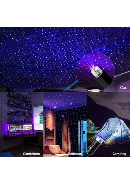 Mor Romantik LED Yıldızlı Gökyüzü Gece Lambası 5V USB Powered Galaxy Star Projektör Lambası Araba Çatı Ev Odası Tavan Dekor Için Tak ve Çalıştır (Yurt Dışından)