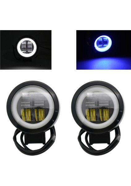 Xiyu Shop 2x Beyaz Halka Stili Iw Su Geçirmez Yuvarlak LED Angel Eyes Işık Çubuğu 12V 24V 6500K Beyaz Mavifor Motosiklet Offroad LED Çalışma Işığı (Yurt Dışından)