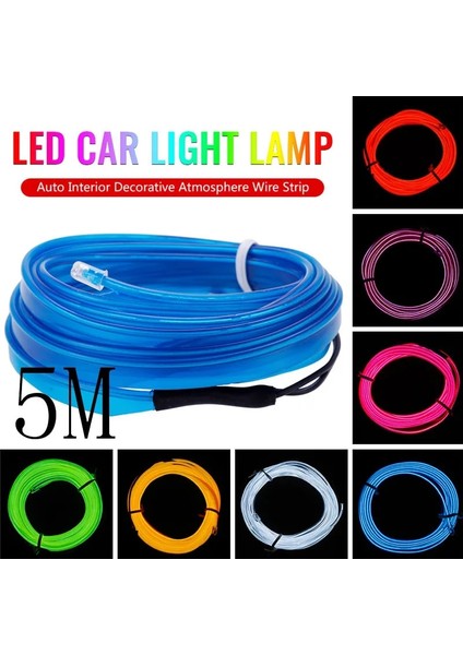Yeşil Yeni 5m 12V LED Araba Işık Lambası Esnek Oto Iç Dekoratif Atmosfer Tel Şerit Soğuk LED Işık Tüm Dc 12V Arabalara Uygun (Yurt Dışından)