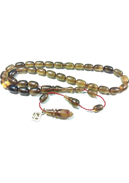 Iskeçeli Cemil Usta Işi Imzalı Ateş-I Kehribar Tesbih Sertifikalı No 3843