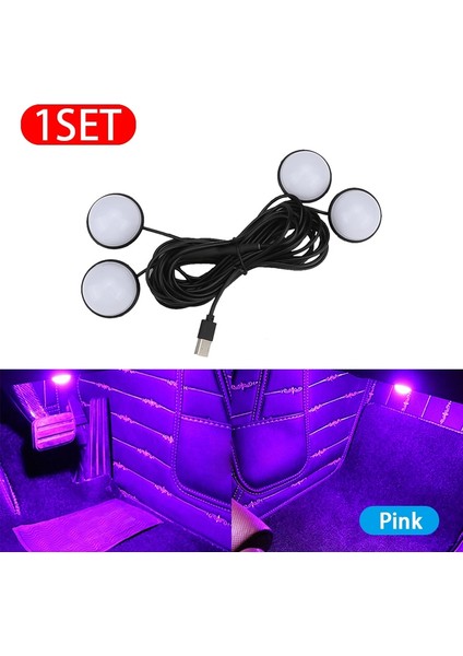 Pembe 4 Adet LED Araba Ayak Işıkları Saf Renk Ortam Lambası Blueıce Bluepink 12V Oto Iç Dekoratif Atmosfer Işığı Araba Ürünleri (Yurt Dışından)