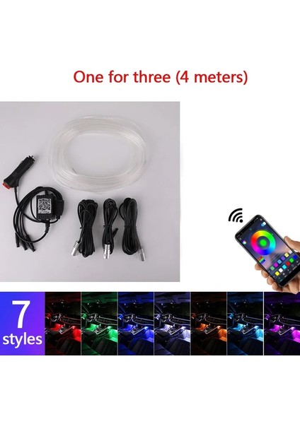 3 Işık Kafaları Araba El Neon Şerit 6m Ses Kontrol Işığı Rgb LED Dekoratif Araba Ortam Işığı Otomatik Atmosfer Lambaları 12V Çakmak&usb Hattı ile (Yurt Dışından)