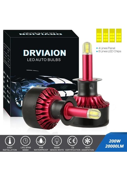 H7 Ar LED Ampul 200W Araba LED Far H1 H7 H Oto Lamk Lm Otomobil Işıkları Ampuller Lamba (Yurt Dışından) fiyatları