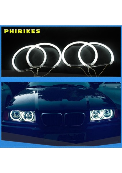 Xiyu Shop 2 Adet Invertör Top Stili Araba-Styling Çift Renk Beyaz Sarı LED Halo Yüzükler Pamuk Işık Bmw E36 E38 E39 E46 M3 LED Smd Angel Eyes Lambası (Yurt Dışından)