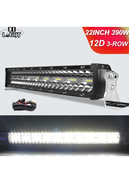 Xiyu Shop 1 Adet Braket Tarzı Co Işık 12D 3 Sıralı LED Bar 12V 24V Spot Sel Işın LED Araba Sürüş Işık Çubuğu Offroad 4x4 Kamyonlar Için Lada Suv (Yurt Dışından)