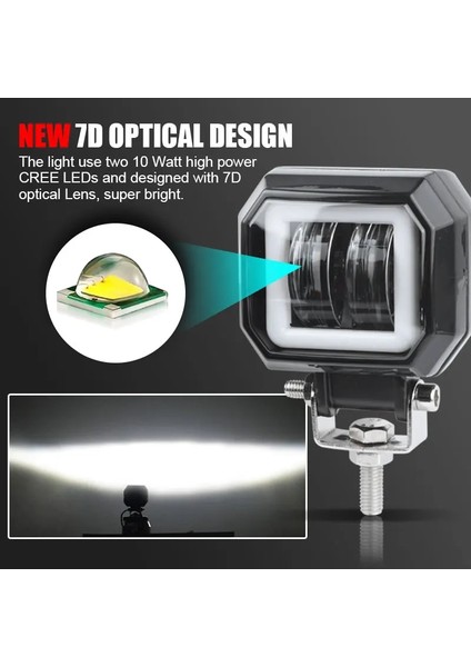 1 Adet Yuvarlak Beyaz Stil Sis Lambası Sürüş Gündüz Off Road Işık Yeni 7d 3 '' 20W Motosiklet Için LED Far Halo Cipler Atv 12V 24V Suv Çalışma Işığı Kirişleri (Yurt Dışından) fırsatları