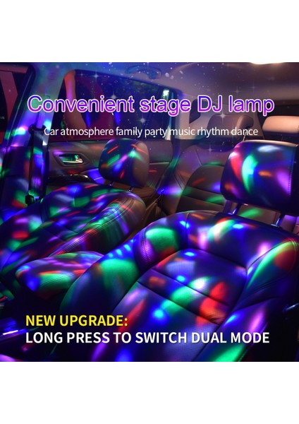 3W Tarzı Siyah Araba Atmosfer Işığı USB Şarj Ses Kontrollü LED Sahne Dekorasyon Işığı Disko Sihirli Top Noel Müziği Ritim Işığı (Yurt Dışından)