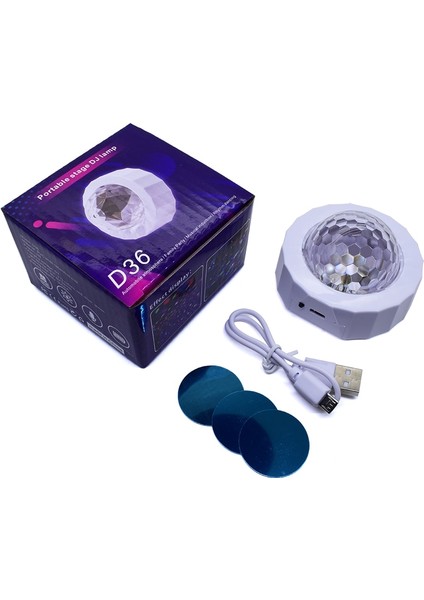 3W Tarzı Siyah Araba Atmosfer Işığı USB Şarj Ses Kontrollü LED Sahne Dekorasyon Işığı Disko Sihirli Top Noel Müziği Ritim Işığı (Yurt Dışından)