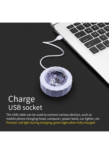 3W Tarzı Siyah Araba Atmosfer Işığı USB Şarj Ses Kontrollü LED Sahne Dekorasyon Işığı Disko Sihirli Top Noel Müziği Ritim Işığı (Yurt Dışından)