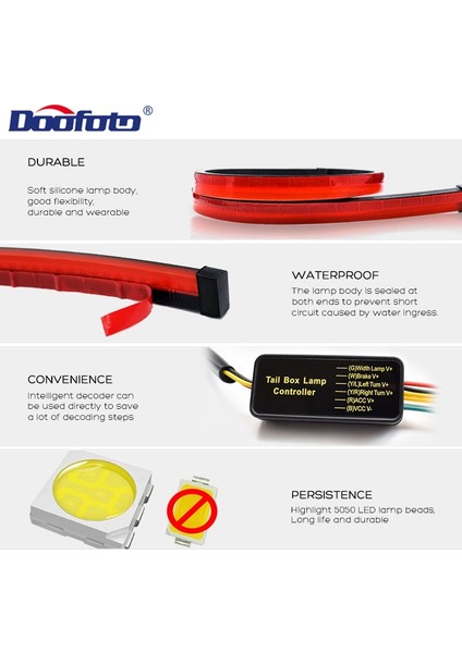 Tek Mod Doofoto Araba LED Şerit Fren Lambaları Arka Kuyruk Uyarı Dönüş Sinyali Lambası Drl Gündüz Çalışan Işık Evrensel Oto Iç (Yurt Dışından) indirimleri