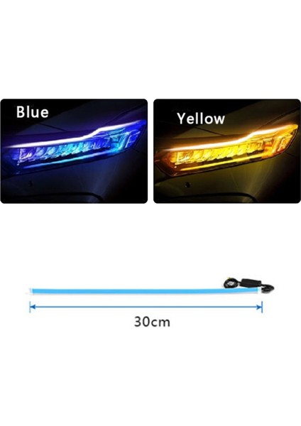 45CM Tarzı Mavi Sarı W Gündüz Koşu Şerit LED Dönüş Sinyali Evrensel Yumuşak Tüp Far Şeridi LED Dönüş Sinyali Işık Araba Aksesuarları (Yurt Dışından) fiyatları