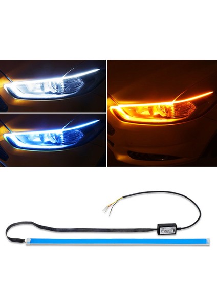 45CM Tarzı Mavi Sarı W Gündüz Koşu Şerit LED Dönüş Sinyali Evrensel Yumuşak Tüp Far Şeridi LED Dönüş Sinyali Işık Araba Aksesuarları (Yurt Dışından) modelleri