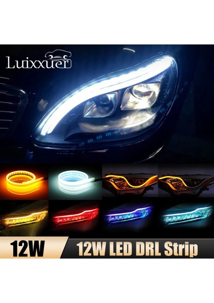 45CM Tarzı Mavi Sarı W Gündüz Koşu Şerit LED Dönüş Sinyali Evrensel Yumuşak Tüp Far Şeridi LED Dönüş Sinyali Işık Araba Aksesuarları (Yurt Dışından) indirimleri