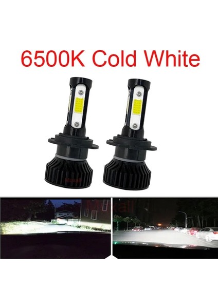 H1 Stili 6500K Siyah 4 Taraf Muxall LED Mini Araba Far 80W Lm 4 Yan Ar Ampul H4 H11 H4 Hk Otomatik Far Için Sis Farları (Yurt Dışından)