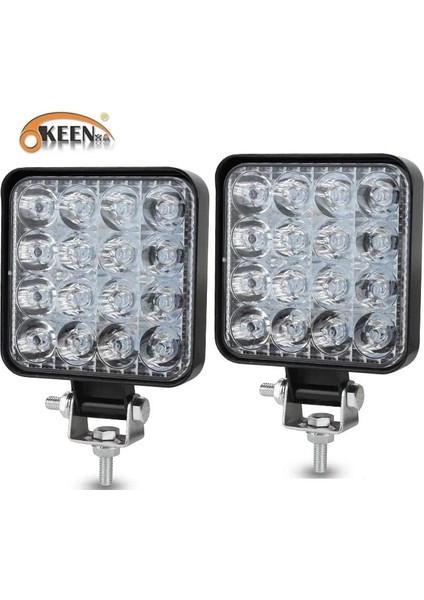 Xiyu Shop 2 Adet Mini 48W Spot Stili Okeen Mini LED 48W LED Çalışma Işık Çubuğu Kare Spot Işın 24V 12V Off Road LED Işık Çubuğu Kamyon 4x4 4WD Araba Suv Atv IP67 (Yurt Dışından)