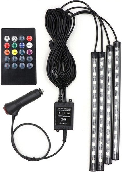 48 Smd Sigara USB Çakmak Oto Iç LED Dekoratif Atmosfer Lambası Renkli Ses Kontrollü Lamba Araba Ayak Işığı Ortam Lambası (Yurt Dışından)