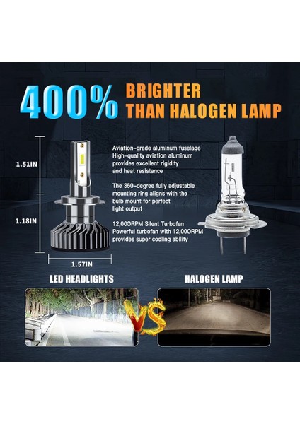 H3 Stili Altı Çip Infitary H4 H7 LED Araba Far Ampul Lm H1 H3 H11 H13 H Hb Hbini Otomatik Sis Farı Far (Yurt Dışından)