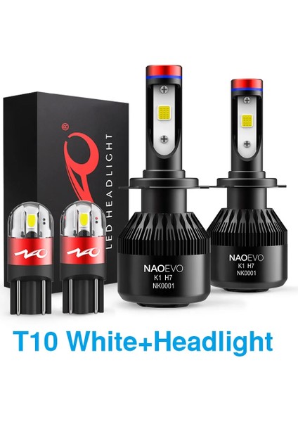 H9 Stili T10 x Far Nao H7 LED H4 H11 Hb Hb3 H1 H8 Araba Far Ampülleri Cob Smd 6000K Beyaz 60W 12V H3 H Oto Aksesuarları (Yurt Dışından)