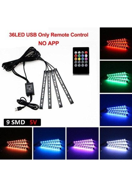 36LED USB Arayüzü Nlpearl App Araç Iç Ortam Işığı Neon LED Şerit Ayak Işığı USB Kablosuz Uzaktan Kumandalı Müzik Oto Atmosfer Dekoratif Lamba (Yurt Dışından) fiyatları