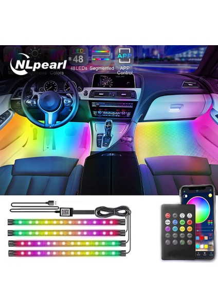 36LED USB Arayüzü Nlpearl App Araç Iç Ortam Işığı Neon LED Şerit Ayak Işığı USB Kablosuz Uzaktan Kumandalı Müzik Oto Atmosfer Dekoratif Lamba (Yurt Dışından) modelleri