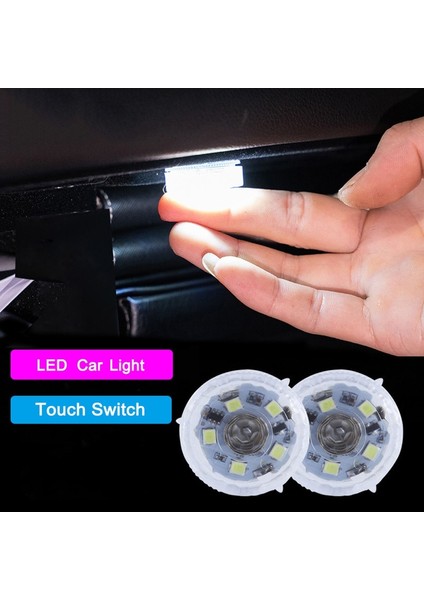 Beyaz Işık Taşınabilir Araba Mini LED Işıkları Dokunmatik Anahtar Araba Ortam Lambası Iç Gece Lambası Kablosuz Whitebluepurple Lambalar (Yurt Dışından)