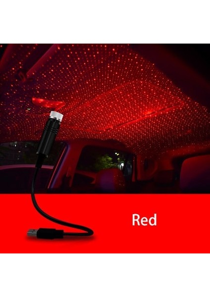 B Kırmızı Araba Iç Atmosfer Yıldızlı Lazer Projektör Lambası USB LED Çatı Araba Yıldız Gece Işığı Süper Parlaklık Otomatik Yıldızlı Dekorasyon (Yurt Dışından)