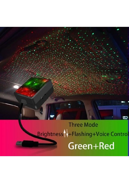 B Kırmızı Araba Iç Atmosfer Yıldızlı Lazer Projektör Lambası USB LED Çatı Araba Yıldız Gece Işığı Süper Parlaklık Otomatik Yıldızlı Dekorasyon (Yurt Dışından)