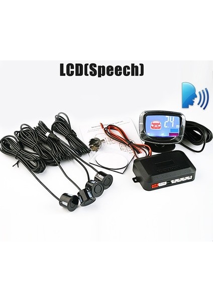 Mavi Stil Konuşma Lcd'si Sınovcle Araba Park Sensörü Kiti Buzzer LED LCD Ekran Ters Yedekleme Radar Monitör Sistemi 12V 8 Renk (Yurt Dışından)