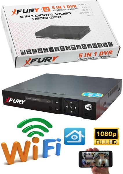 FURY 2 İç 1 Dış Kameralı 5mp Lens 2mp Görüntü Gece Görüşlü Full Hd Güvenlik Kamerası 14125570 320GB