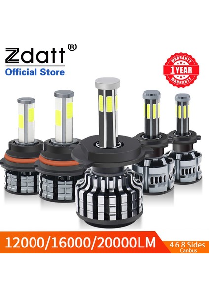 H1 Stili 8 Taraf Zdatt Taraflar H8 H11 H7 LED Lm Hb Hb4 H1 H3 H4 LED Far Ampul 12V Turbo Canbu Derece Süper Otomatik Lamba (Yurt Dışından)