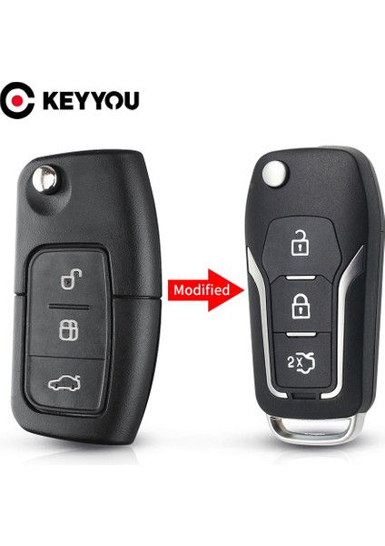 Gri Stil Keyyou 3 Düğme Modifiye Çevirme Katlanır Uzaktan Araba Anahtarı Kabuk Kılıf Ford Focu Mondeo Fiesta C Max S Max Galaxy Mondeo Anahtar (Yurt Dışından) fiyatları