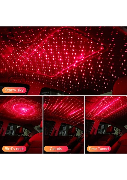 3 Mercek Mini USB LED Araba Işığı Iç Atmosfer Dekoratif Işıklar Ayarlanabilir Lens Lazer Projektör Kuş Yuvası Bulut Zaman Tüneli Işığı (Yurt Dışından)