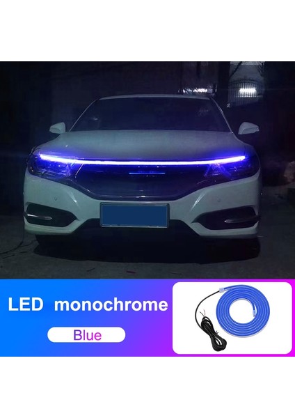 200CM Tarzı Mavi Araba Kaput Gündüz Çalışan Işık Şeridi Su Geçirmez Esnek LED Oto Dekoratif Atmosfer Lambası Ortam Arka Işık 12V Evrensel (Yurt Dışından)