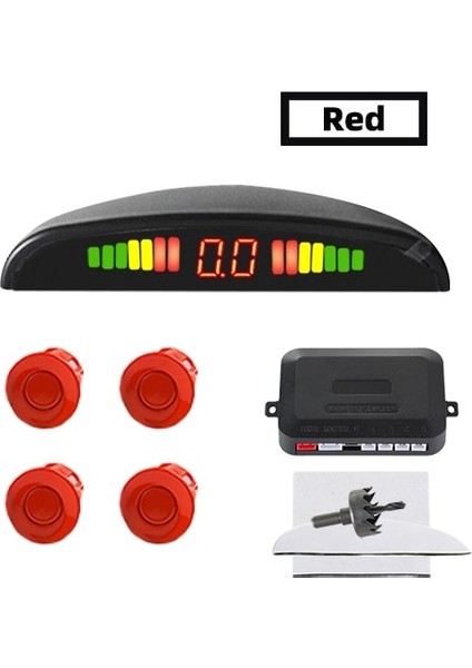 Kırmızı Sınovcle Araba LED Park Sensörü Kiti 4 Sensörler Arka Işık Ekran Ters Yedekleme Radar Monitör Sistemi 12V 8 Renk (Yurt Dışından)