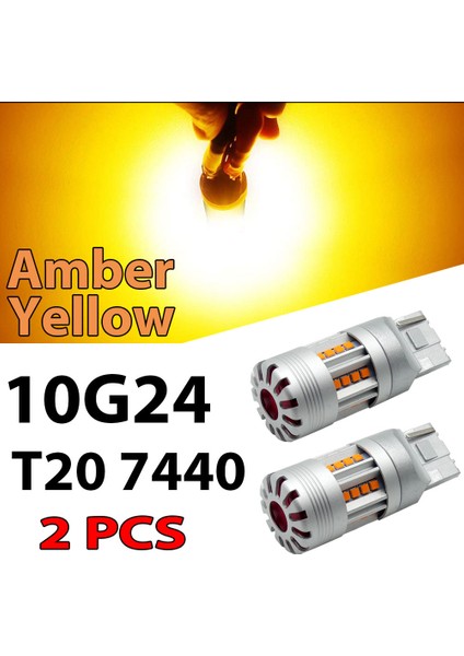 10G24-T20 7440-Y 1156 Baw BAU15S PY21W T WY21W T W5W LED Canbus Hatasız Araba Ampul Yok Hiper Flaş Amber Sarı Beyaz (Yurt Dışından)