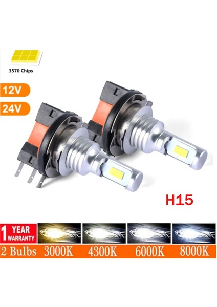 H4 Stili 8000K 2 Adet Yükseltilmiş LED Araba Farları Oto Ampuller H7 H4 H15 Gündüz Çalışan Işık ile Uzun Far Sis Ampul Mini Headlamk 6000K (Yurt Dışından)