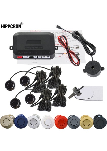 Gri Buzzer Otopark Sensörü Kiti Yedekleme Radarı Sesli Uyarı Göstergesi Prob Sistemi 4 Sensör V 8 Renk (Yurt Dışından)