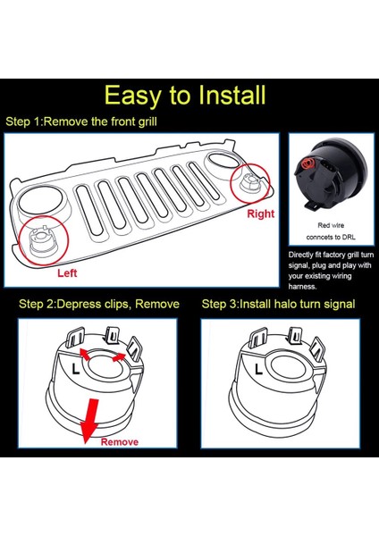 Drl ile Duman Jeep Wrangler Jk Için Beyaz Halo Duman Lensli Ön LED Dönüş Sinyali Işık Düzeneği (Yurt Dışından)